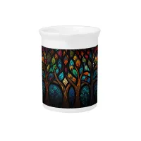 Colorful Mosaic Stained Glass Tree effect design Beverage Pitcher