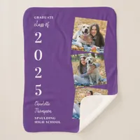 Graduate Keepsake Personalized Photos Purple Sherpa Blanket