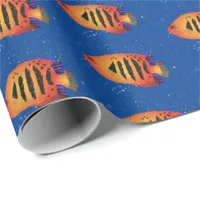 Orange Flame Angelfish Aquarium Reef Fish Pattern Wrapping Paper