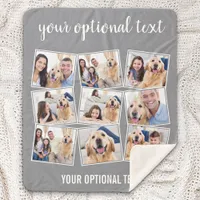 Modern Gray 9 Photo Collage Sherpa Blanket