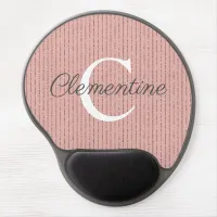 Modern Pink Rose Gold Glitter Stripes Monogram Gel Mouse Pad