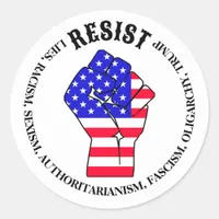 Resist Fascism, Oligarchy, Anti-Trump Classic Round Sticker