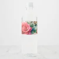 Whimsical Rose Pattern Water Bottle Label