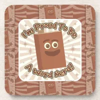 Proud Word Nerd Pattern Slogan Fun Art Beverage Coaster