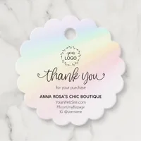 *~*  Branding Business Rainbow Hearts Thank You Favor Tags