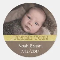 Thank you Baby Photo Brown and Gold Sticker