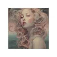 Beautiful Pink Hair Mermaid Wood Wall Art