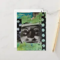 Black and White Face With Polka Dots Collage Postcard