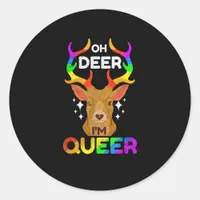 Oh Deer Queer Funny LGBTQ Pride Awareness  Classic Round Sticker