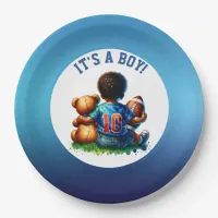 Football Baby Boy and Teddy Baby Shower It's a Boy Paper Plates