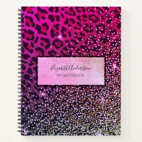 Leopard pink purple black notebook