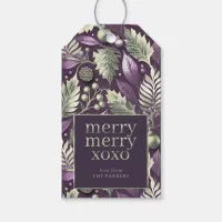 Purple Green Christmas Merry Pattern#22 ID1009 Gift Tags