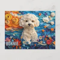 Bichon Frise Paper Quilling Art Dog Portrait Postcard