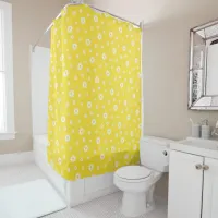 Sunshine Yellow and White Daisy Flower Pattern Shower Curtain