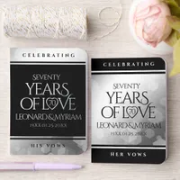 Elegant 70th Platinum Wedding Anniversary Foil Vow Books