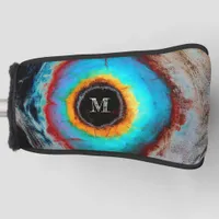 Ethereal Cosmic Eye Monogram Vibrant Abstract Art Golf Head Cover