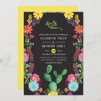 Colorful Watercolor Floral Mexican Fiesta Wedding Invitation