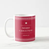 Merry Christmas Custom Name Elegant Stylish Red Coffee Mug