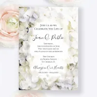 White Hydrangeas Watercolor Celebration of Life Invitation