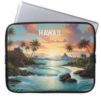 Vintage Painting Hawaii Beach Tropical Paradise Laptop Sleeve