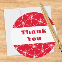 Christmas Red White Snowflake Patterned Modern Thank You Card