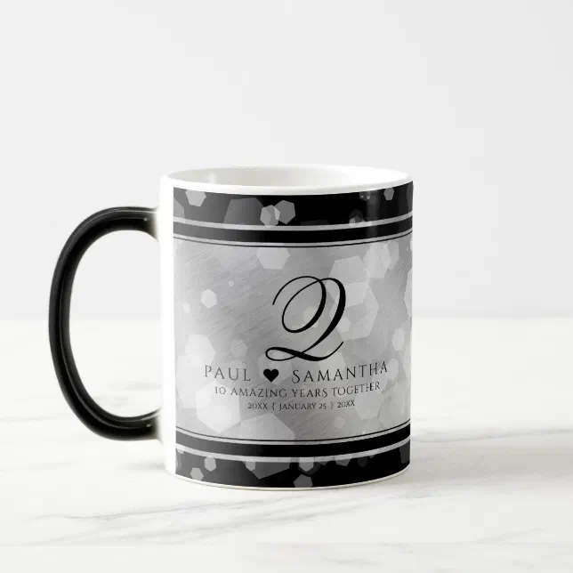 Elegant 10th Tin Wedding Anniversary Celebration Magic Mug