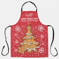 Cute Christmas Tree Cookie Baking Crew Snowflakes Apron