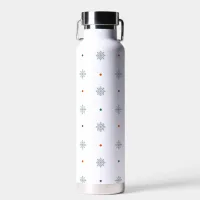 Christmas snowflakes and dots pattern water bottle