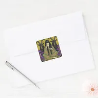 Thumbnail for Woman Drinks Tea With Two Black Goats Square Sticker