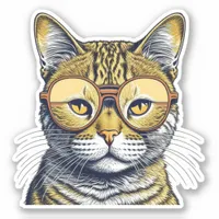 Cute Kitty Cat with Glasses Sticker