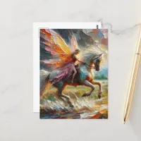 Beautiful Fairy on Horseback Postcard