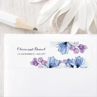 Romantic Watercolor Blue Magnolia Label