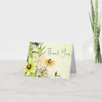 Elegant Boho Wildflower Garden Wedding Thank You Card