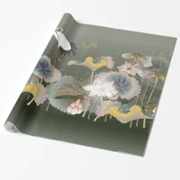 Beautiful Cranes  Lily Pads Wrapping Paper