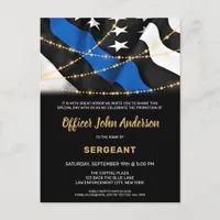 Police Promotion Law Enforcement Thin Blue Line Invitation Postcard