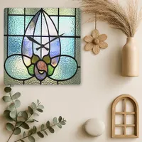 Pastel Floral Stained Glass Vintage Design Square Wall Clock