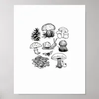 Cottagecore Aesthetic Goblincore Mushroom Snail Poster