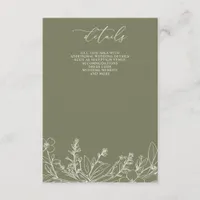 Sage Wildflowers Woodland Garden Floral Wedding  Enclosure Card