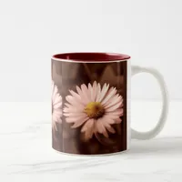 sepia pink flower Two-Tone coffee mug