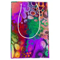 Red, Green, Purple Colorful Digital Fluid Art   Medium Gift Bag