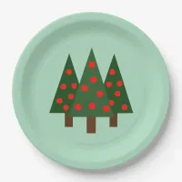 Simple Christmas Grove on Green Paper Plates