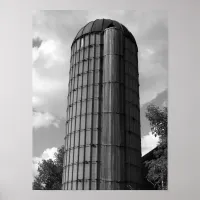 Black and White Midwestern Silo Poster