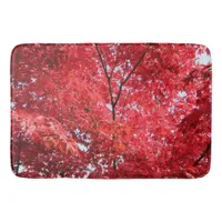 Bright Red Japanese Maple Tree Bath Mat