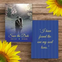 Midnight Blue and Yellow Save the Date Card