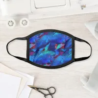 Aquarium Fish Playful Pattern in Aqua Vivid Blue Face Mask