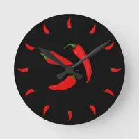 Red Chilli Peppers Fun Spicy Round Clock