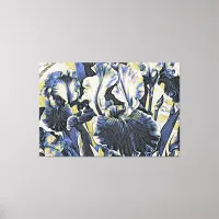 *~* Denim Blue IRIS Irises Vintage Floral TV2 Canvas Print