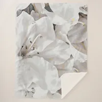*~* Rustic Grunge White Azalea Flowers Neutral  Sherpa Blanket