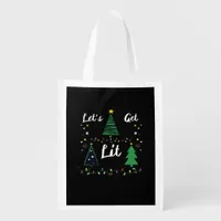 Let's Get Lit Funny Christmas Drinking Essential Grocery Bag