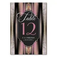 Vintage Diamond Pink Wedding Table Number Cards